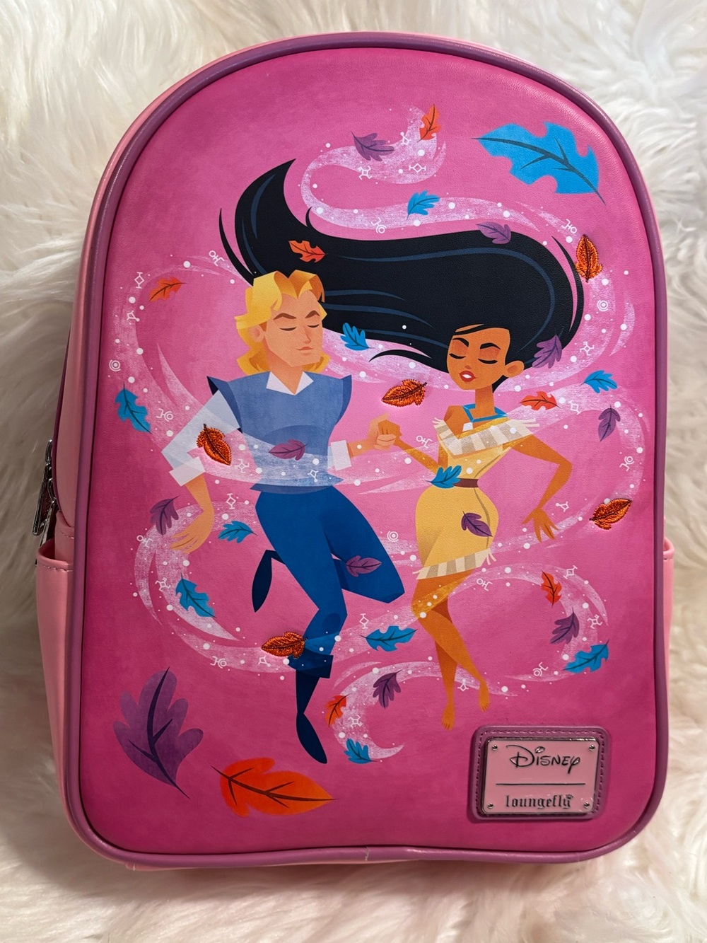 Loungefly Disney Pocahontas Colors of the Wind Pink Mini Backpack EUC